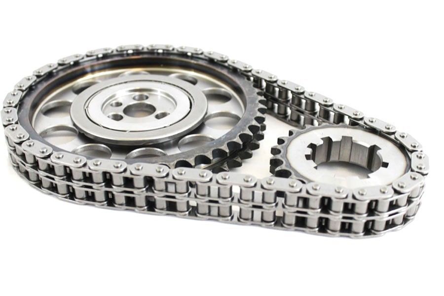 Chevy SBC 350 Late Double Roller 9 Keyway Billet Steel Timing Chain Kit